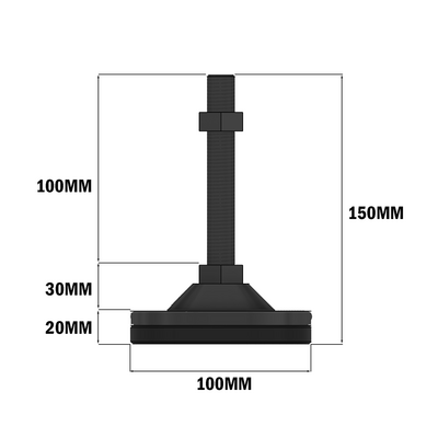30-M16D100M-1 MODULAR SOLUTIONS FOOT PAD - 100MM X M16 - METAL CLAD NBR ANTI-SLIP PAD